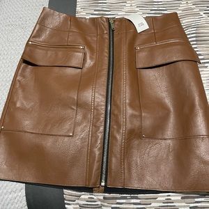 Faux leather zip front mini skirt